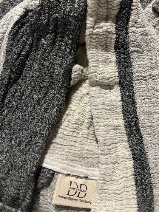 Mini Musselin Bademantel - Mondgrau Duo