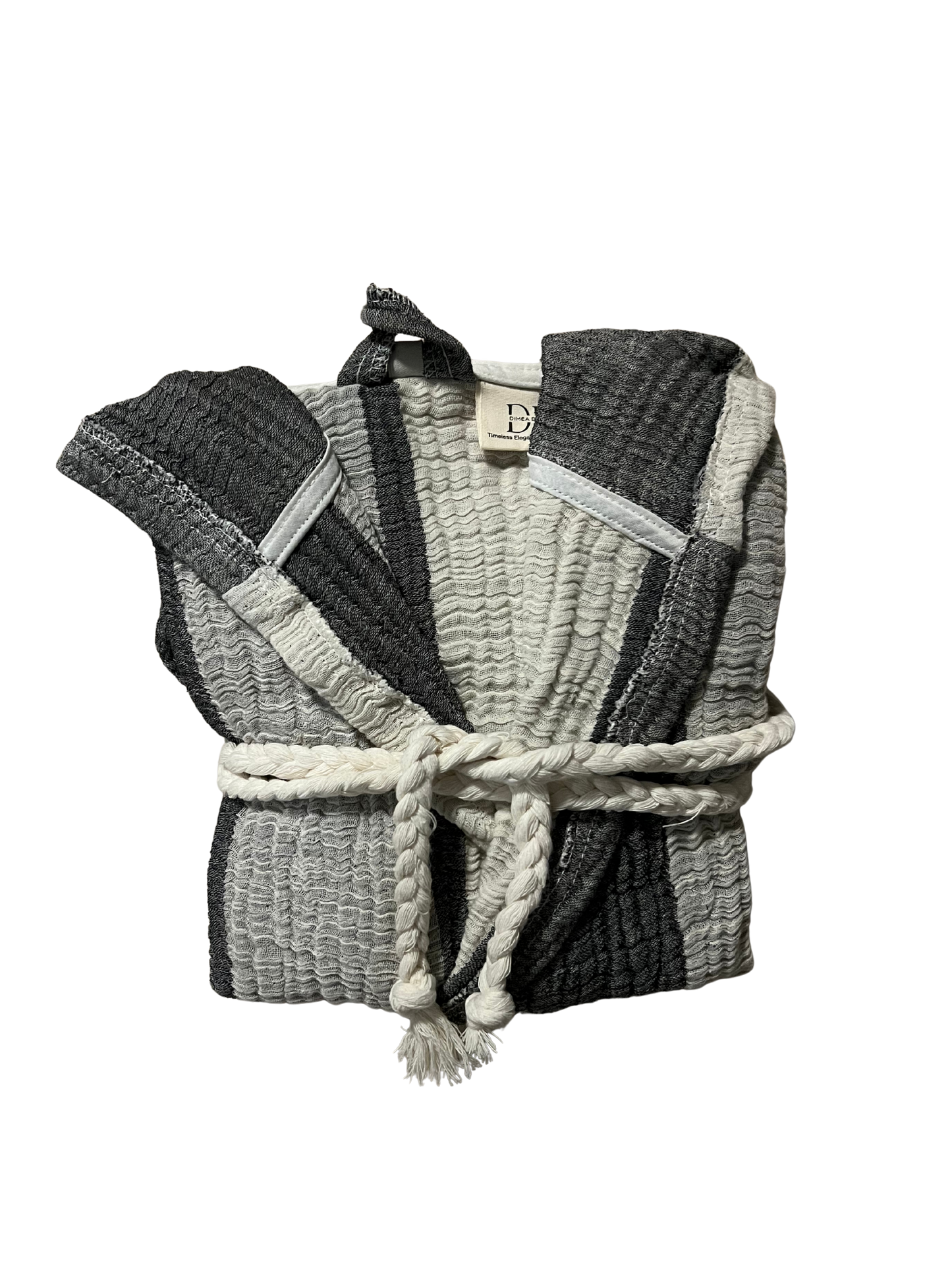 Mini Musselin Bademantel - Mondgrau Duo