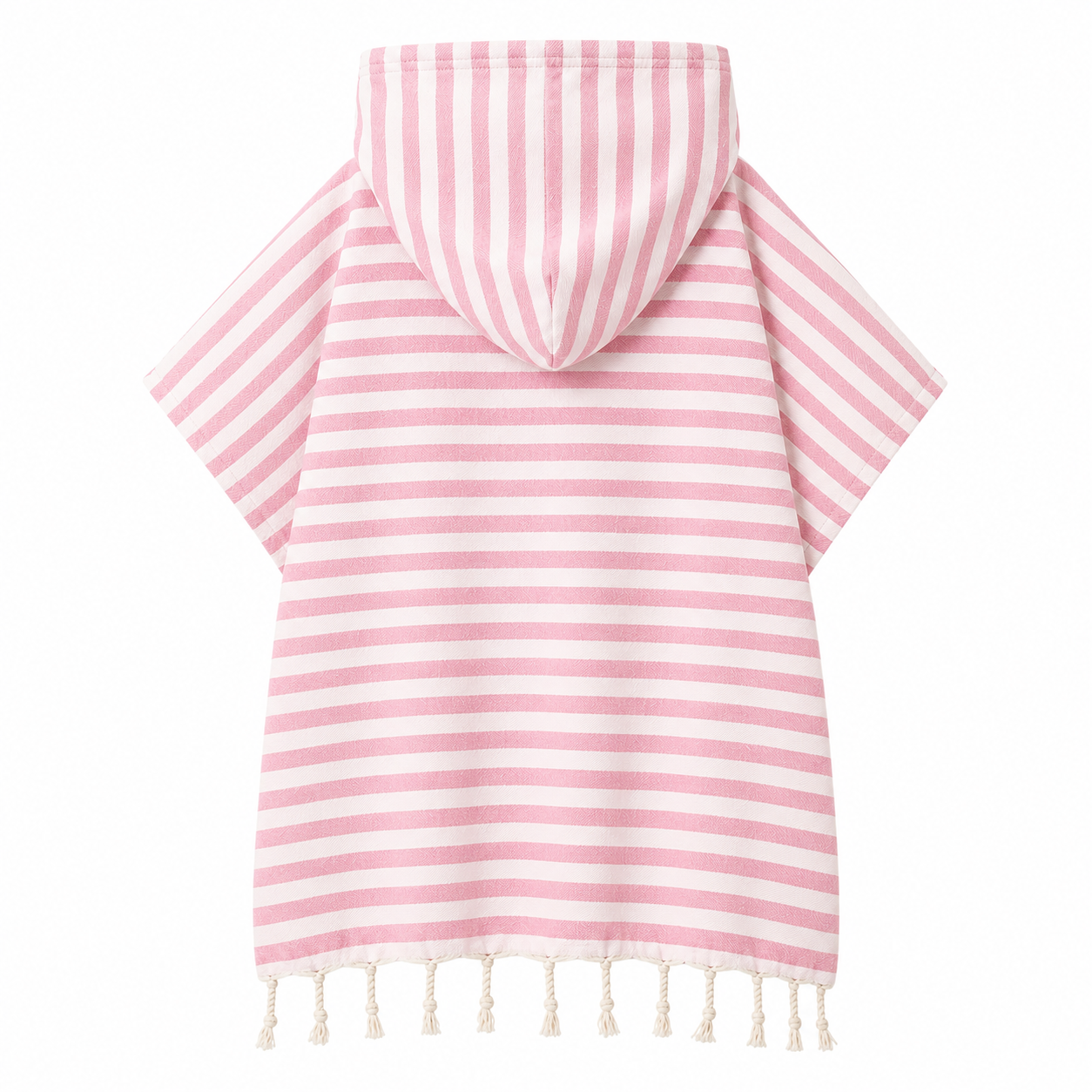 Mini Kinderponcho – Rosa & Naturweiß