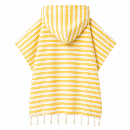 Mini Kinderponcho – Sonnengelb & Naturweiß