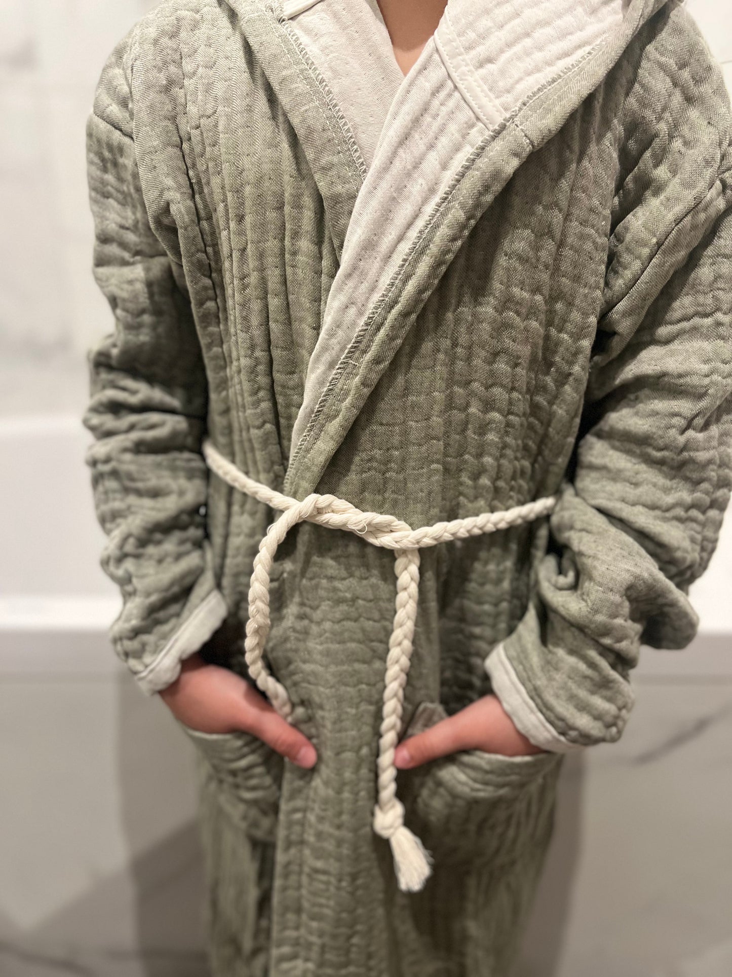 Mini Musselin Bademantel - Waldoliv