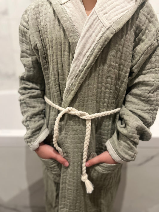 Mini Musselin Bademantel - Waldoliv