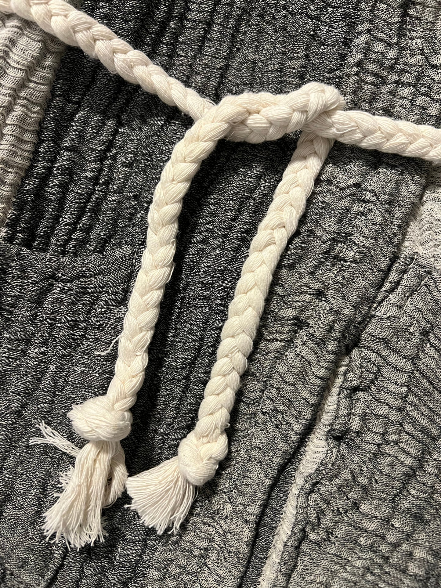 Mini Musselin Bademantel - Mondgrau Duo