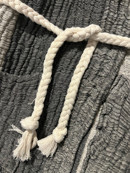 Mini Musselin Bademantel - Mondgrau Duo