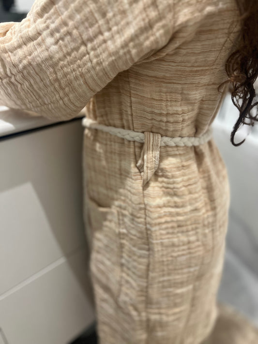 Mini Musselin Bademantel - Karamellbeige