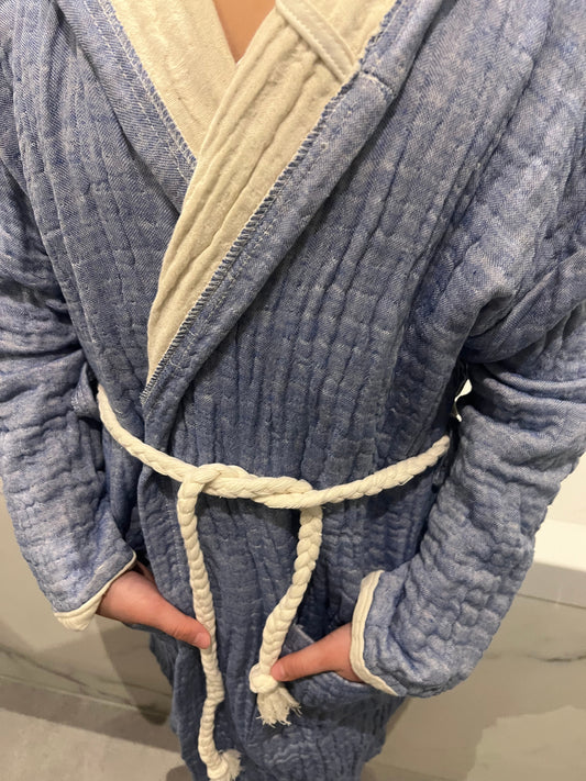 Mini Musselin Bademantel - Wolkenblau