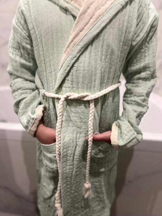 Mini Musselin Bademantel - Mint