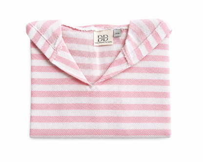 Mini Kinderponcho – Rosa & Naturweiß