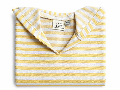 Mini Kinderponcho – Sonnengelb & Naturweiß