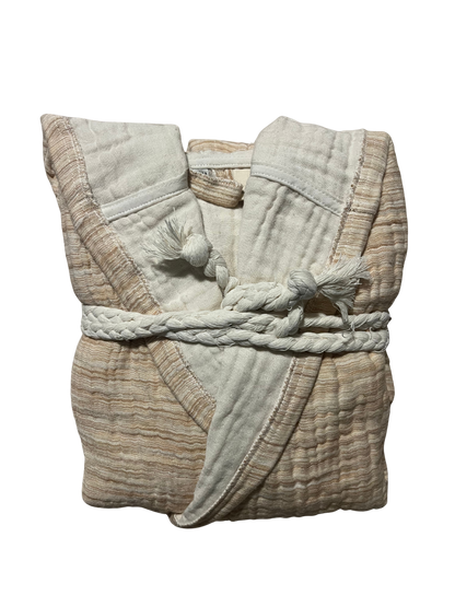 Mini Musselin Bademantel - Karamellbeige